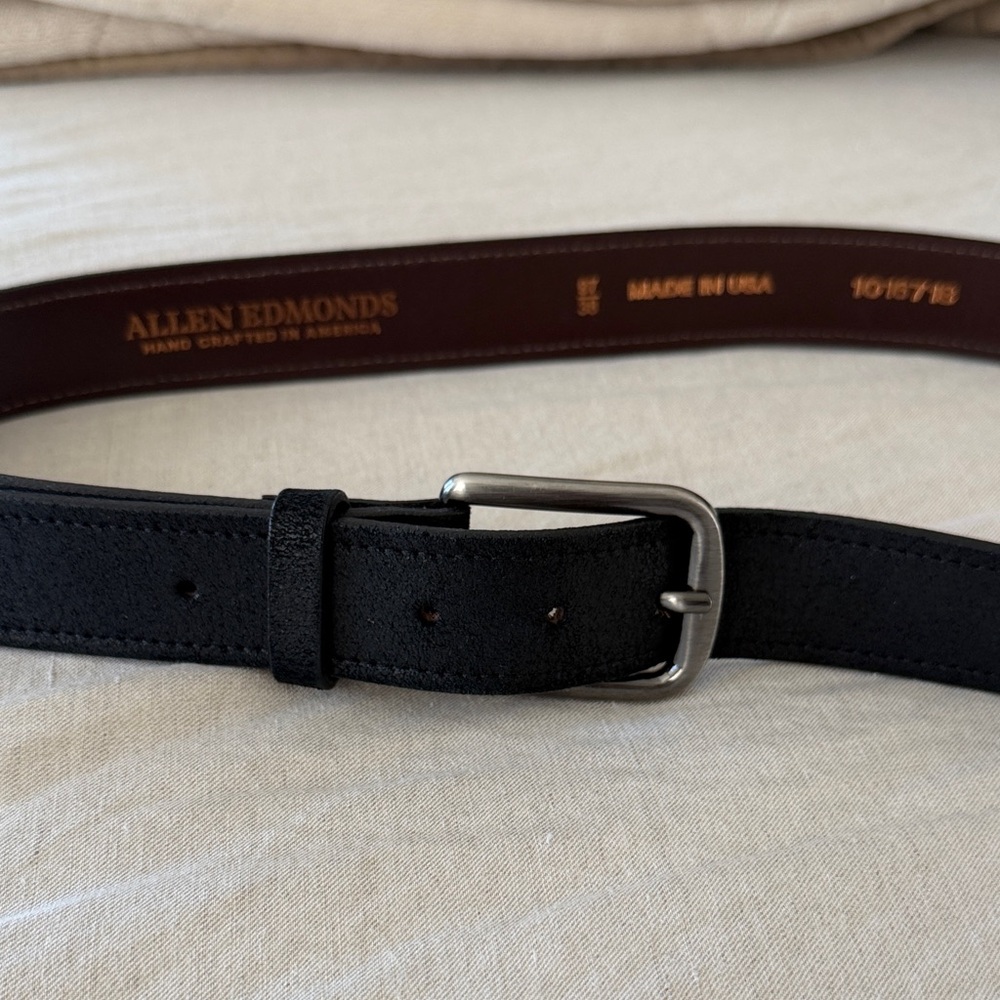 Allen Edmonds Men’s Black Leather Belt size 38 waist
